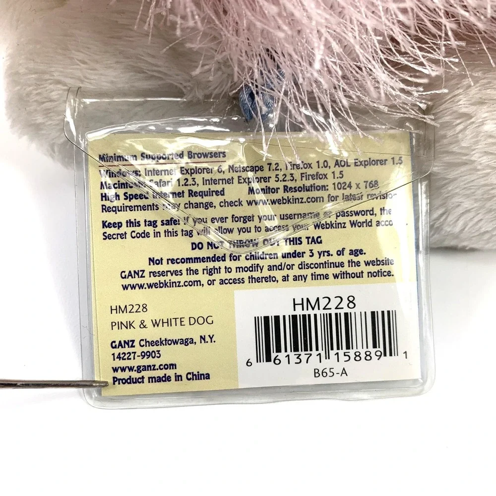 Webkinz Ganz Plush HM228 Pink & White Dog NEW w/ Sealed Code All Tags